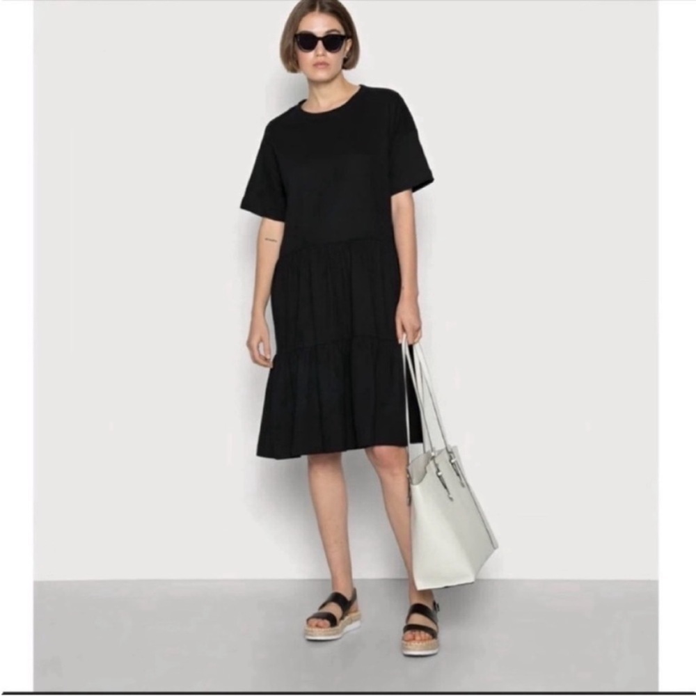 Selected Femme Rylie Tiered Black Dress Size Medium 100% Cotton